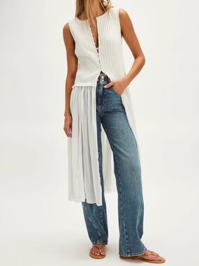Free People Twice As Nice Maxi Top in Ivory. Size S